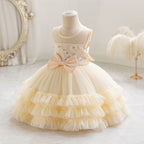 Vestido de Festa Infantil de Tule Camadas e Lacinho