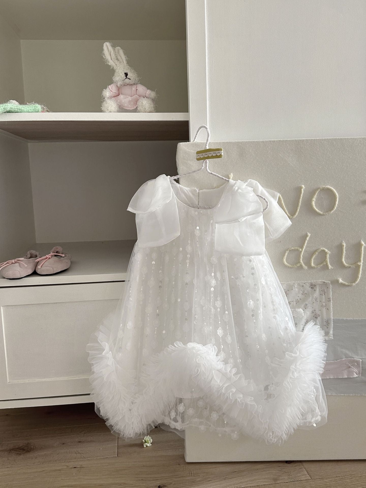 Vestido Infantil Tule e Alça com Laço