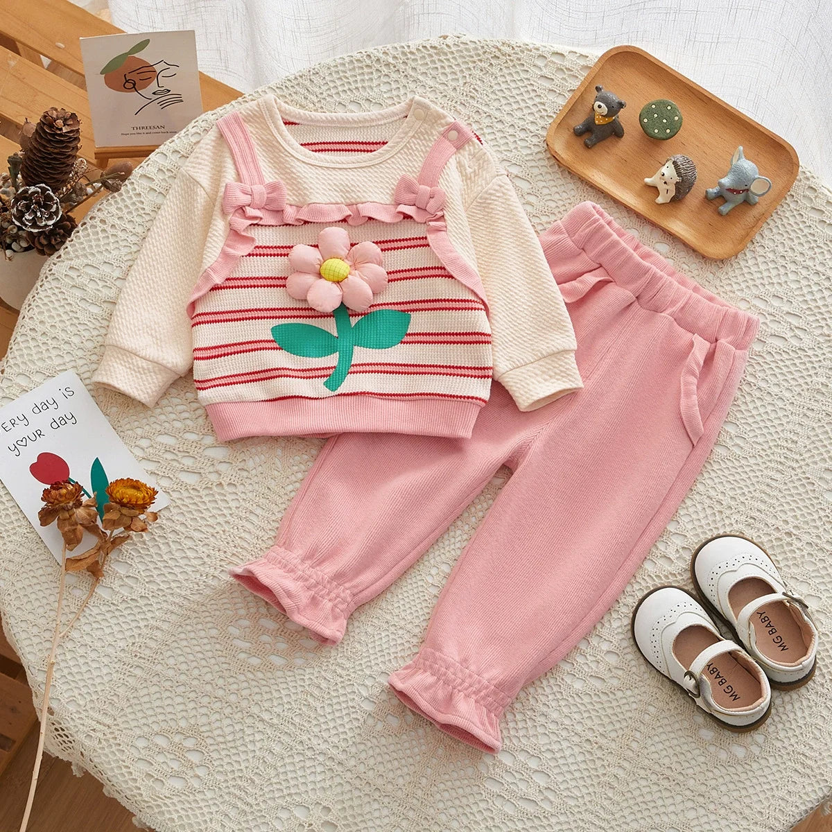 Conjunto Infantil Feminino Rosa Florzinha