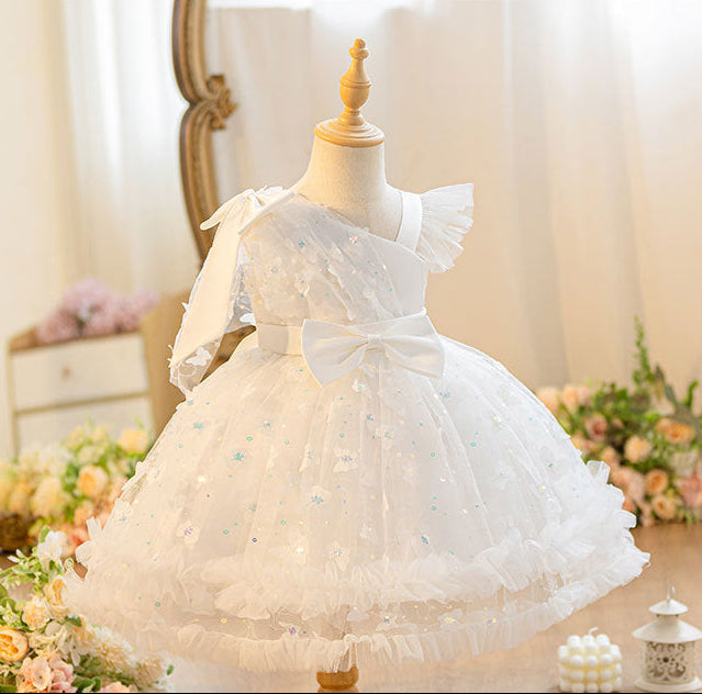 Vestido Infantil Tule Borboletinhas Lacinho