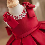 Vestido Infantil de Festa Vermelho Pérolas
