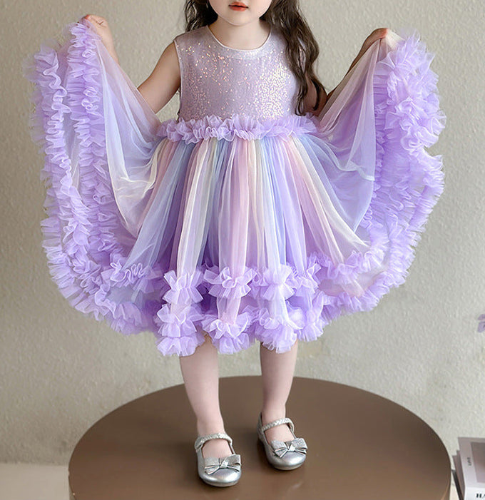 Vestido Infantil Tule Colors e Brilhos