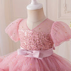 Vestido Infantil Tule Paetês