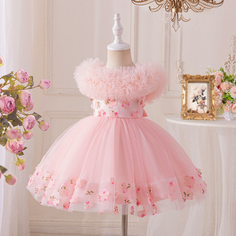 Vestido Infantil Gola Volumosa