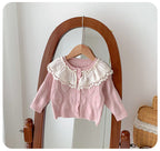 Casaco Infantil Tricô Gola Rendinha