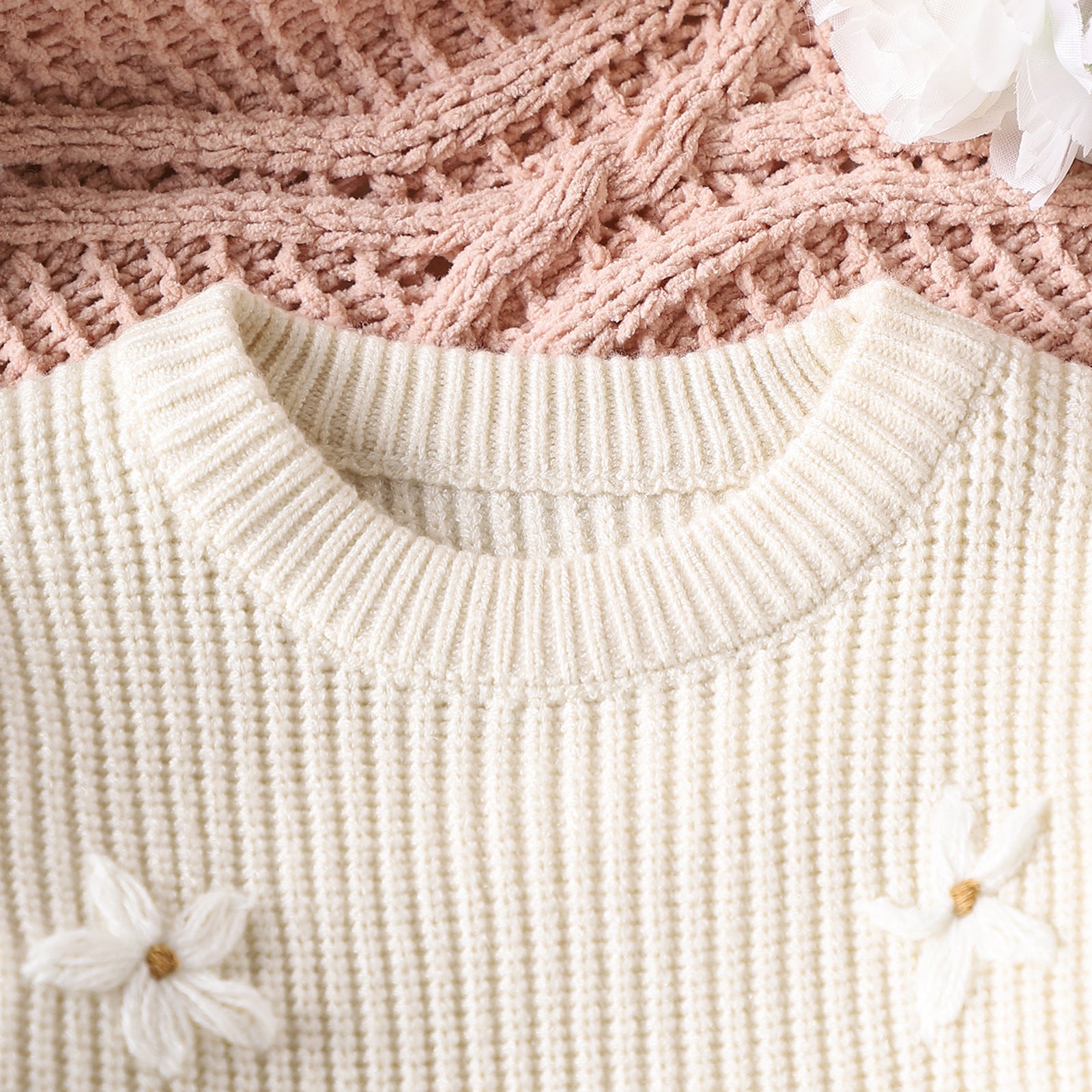 Body Infantil de Tricô Florzinhas