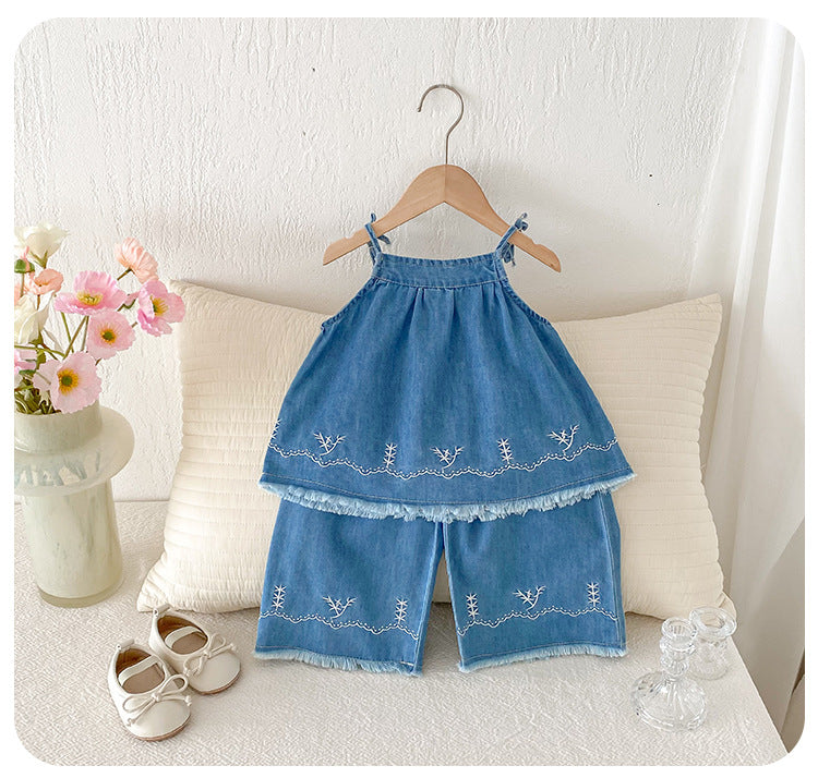 Conjunto Infantil Jeans Bordadinhos