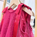 Vestido Infantil De Tule Brilhante Lacinho