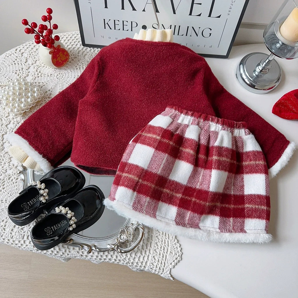 Conjunto Infantil Florzinha e Xadrez