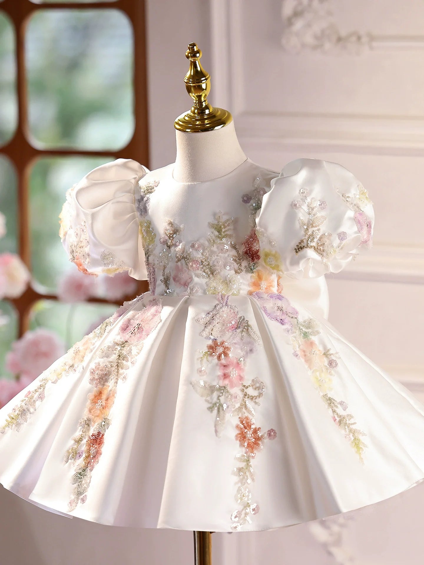 Vestido Infantil de Festa Flores Bufante