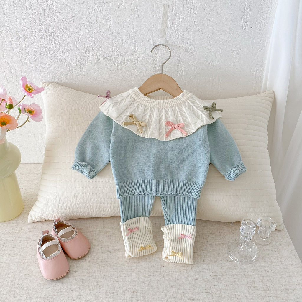 Conjunto Infantil Feminino de Tricô Lacinhos