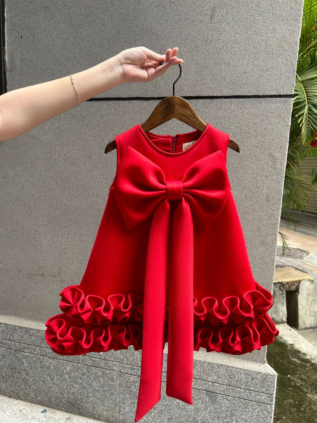 Vestido Infantil Barra Babados e Laço