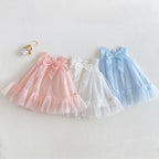 Vestido Infantil Tule Brilhante Lacinho