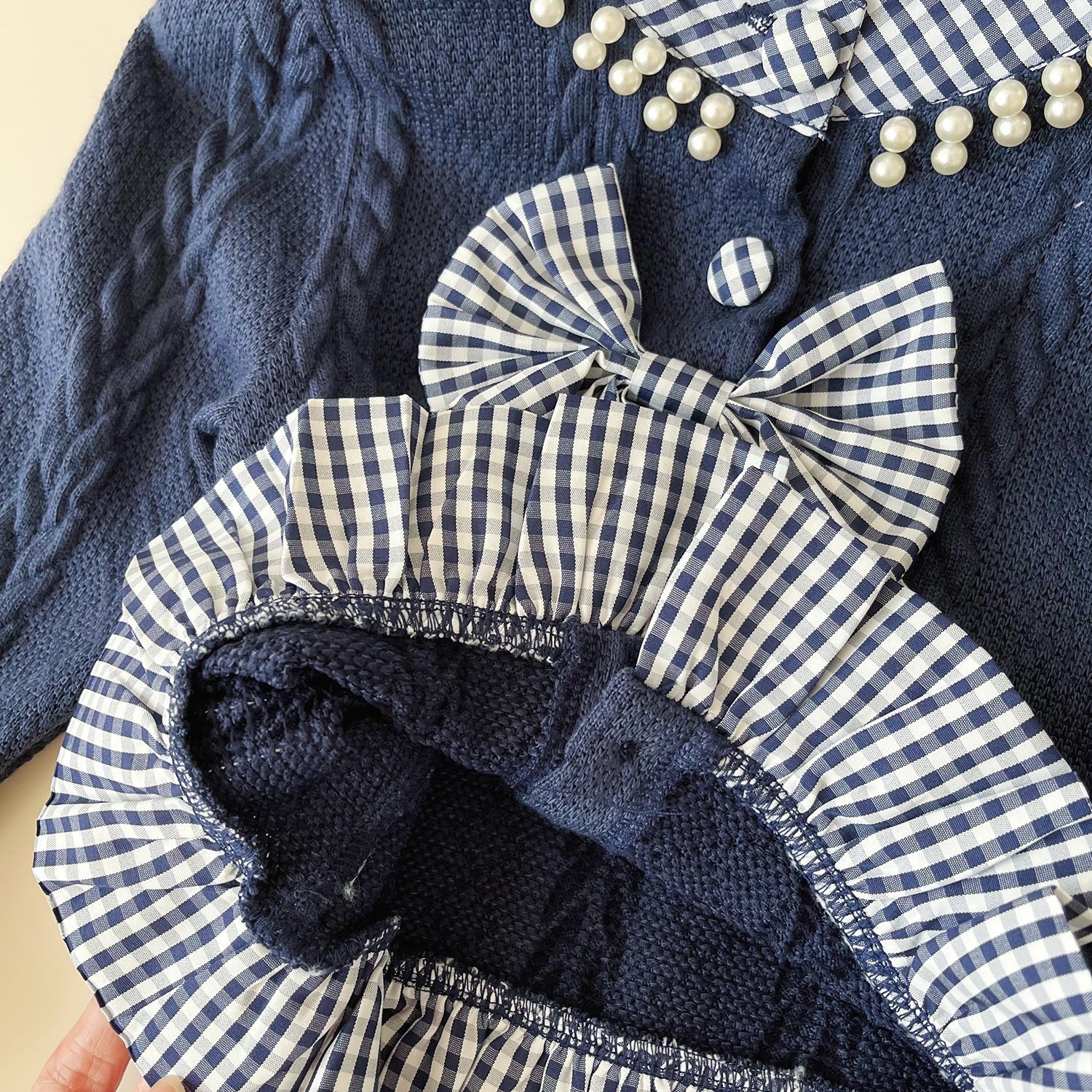 Conjunto Infantil Feminino Xadrez Lacinho