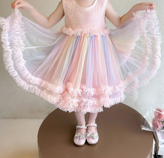 Vestido Infantil Tule Colors e Brilhos