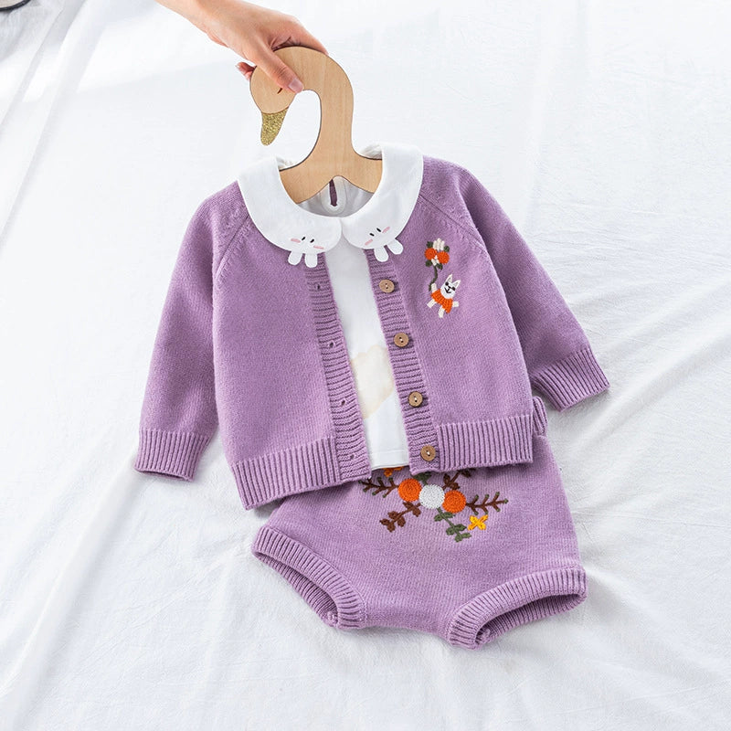 Conjunto Infantil Feminino Bordado Flores