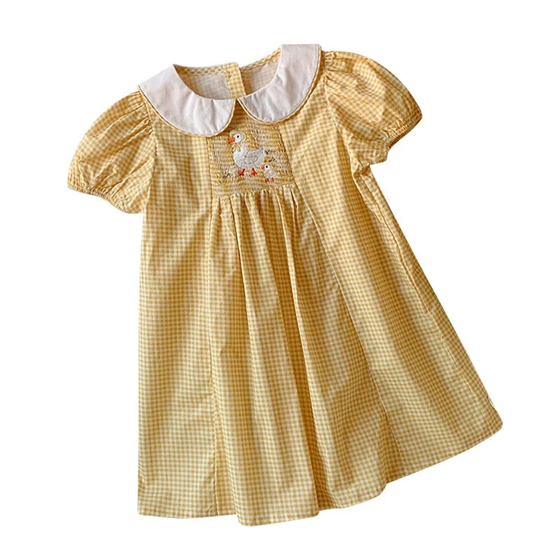 Vestido Infantil Xadrez Amarelinho Patinho