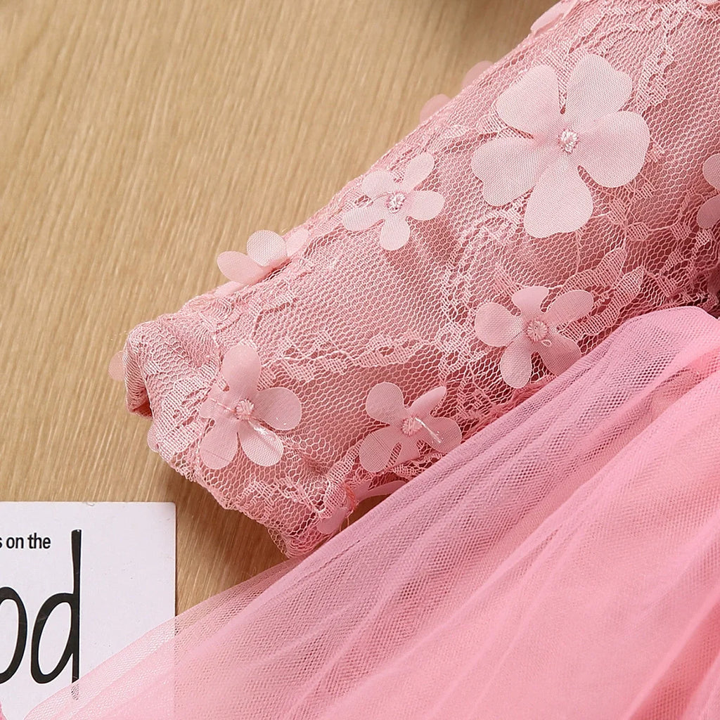 Vestido Infantil Florzinhas e Tule