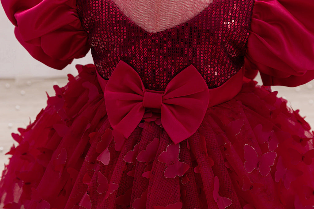 Vestido de Festa Infantil Borboletas e Laço