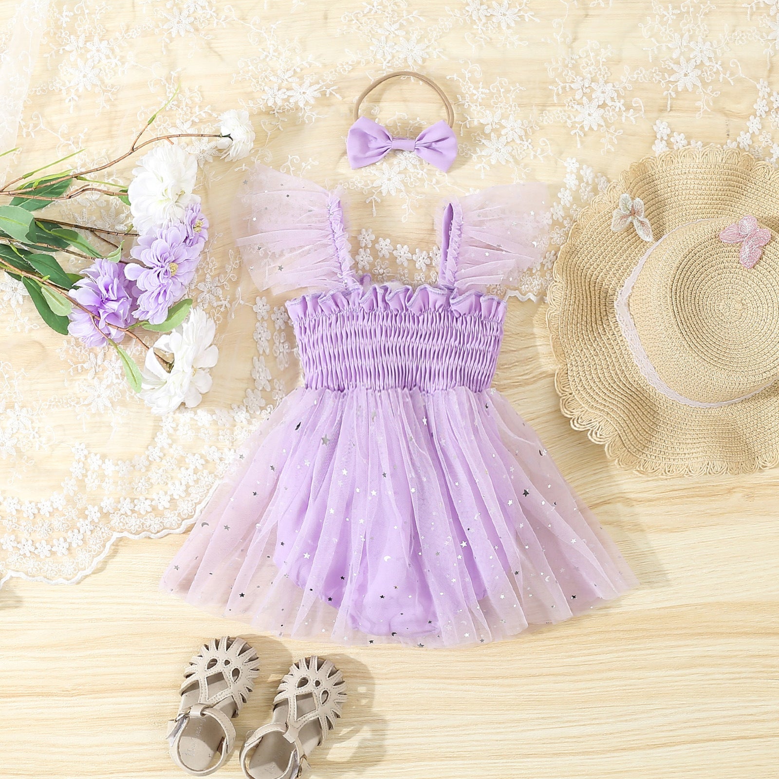 Vestido Infantil Tule  Estrelinhas