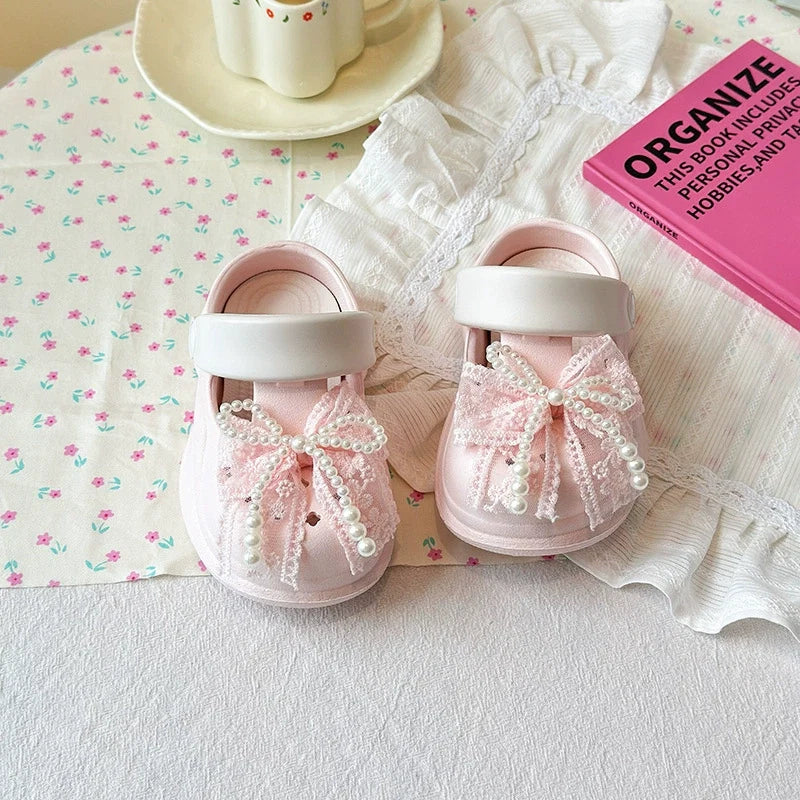 Crocks Infantil Feminino Lacinho com Pérolas