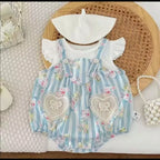 Conjunto Infantil Feminino Jardineira Floral