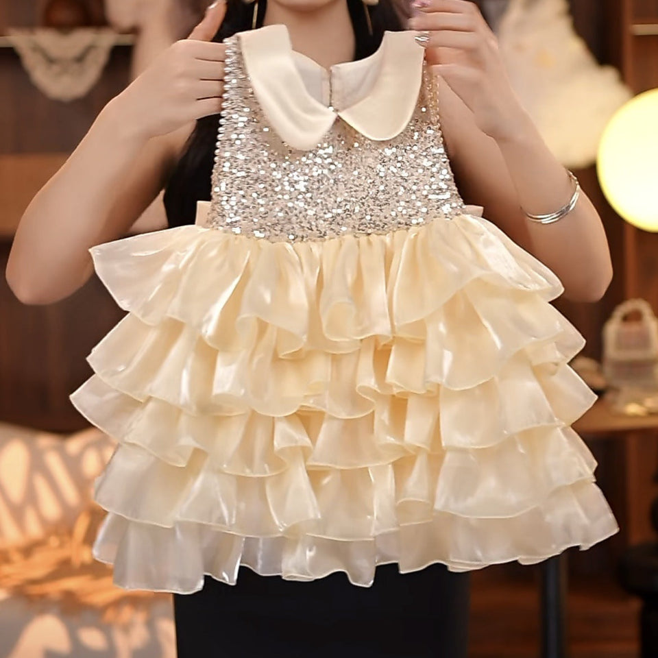 Vestido de Festa Infantil Brilhante Lacinho