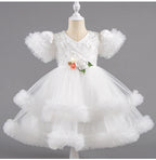 Vestido Infantil Tule Bufante com Florzinhas