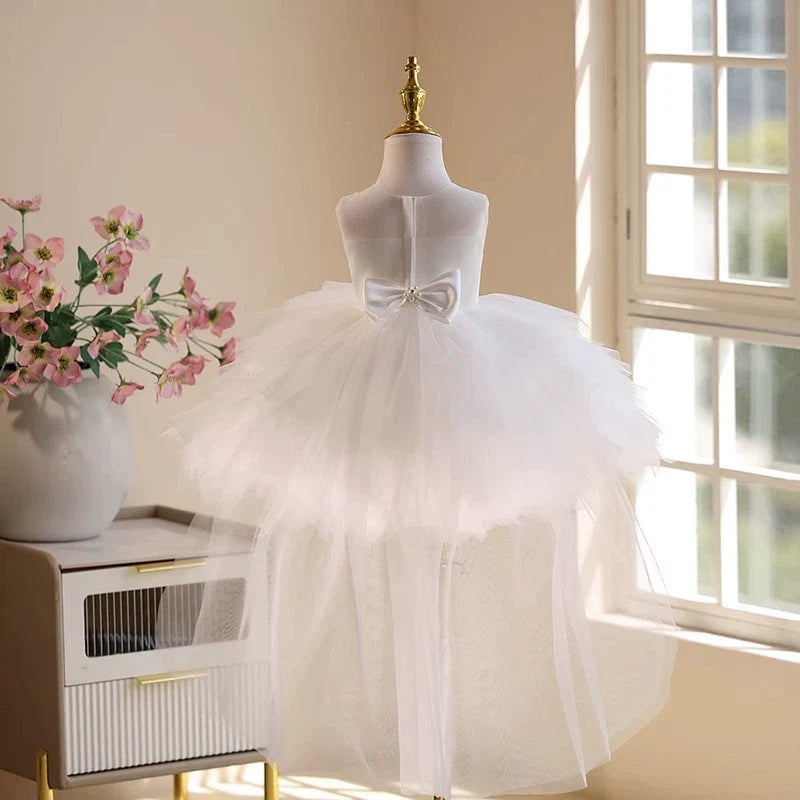 Vestido Infantil de Festa Branco Brilhante