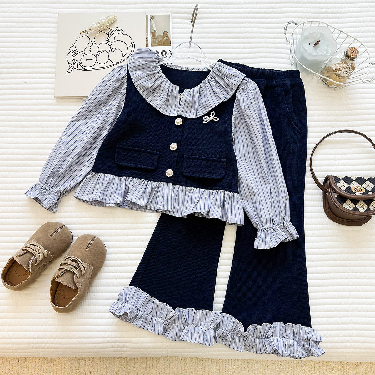 Conjunto Infantil Feminino Babadinhos Botões de Pérolas