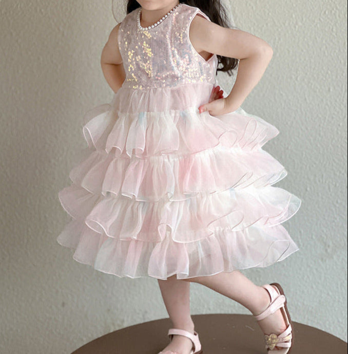 Vestido Infantil Tule Brilhante