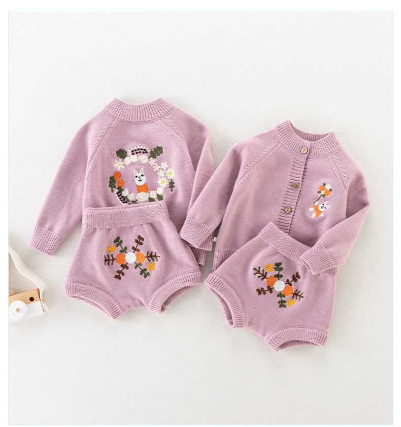 Conjunto Infantil Feminino Bordado Flores