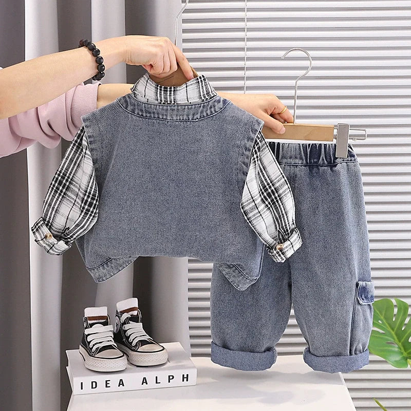 Conjunto Infantil Masculino Jeans 3 Peças