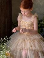 Vestido Infantil De Tule Lantejoulas