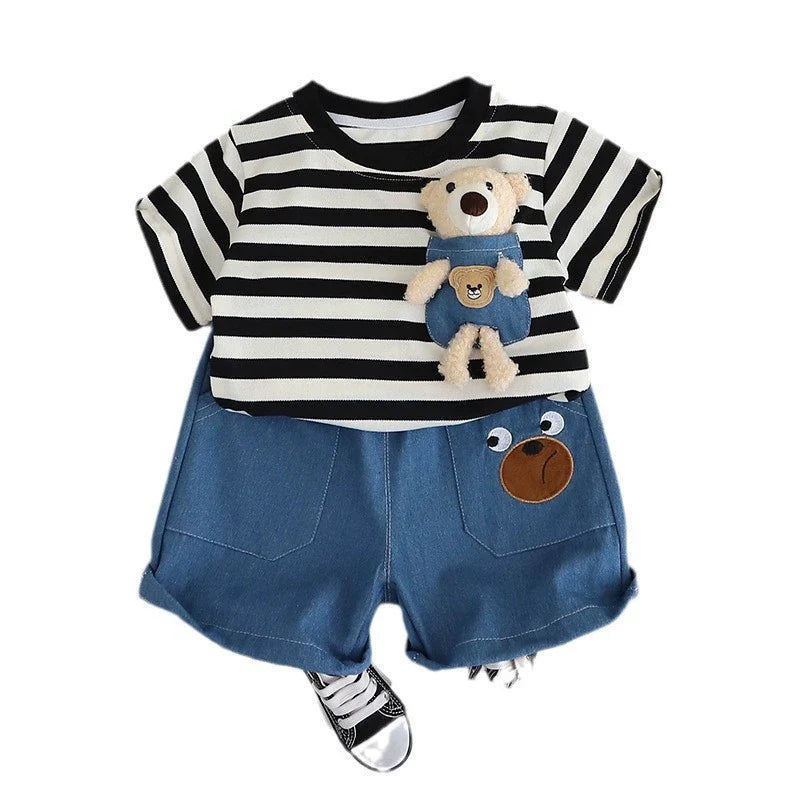 Conjunto Infantil Verão Lístras Ursinho