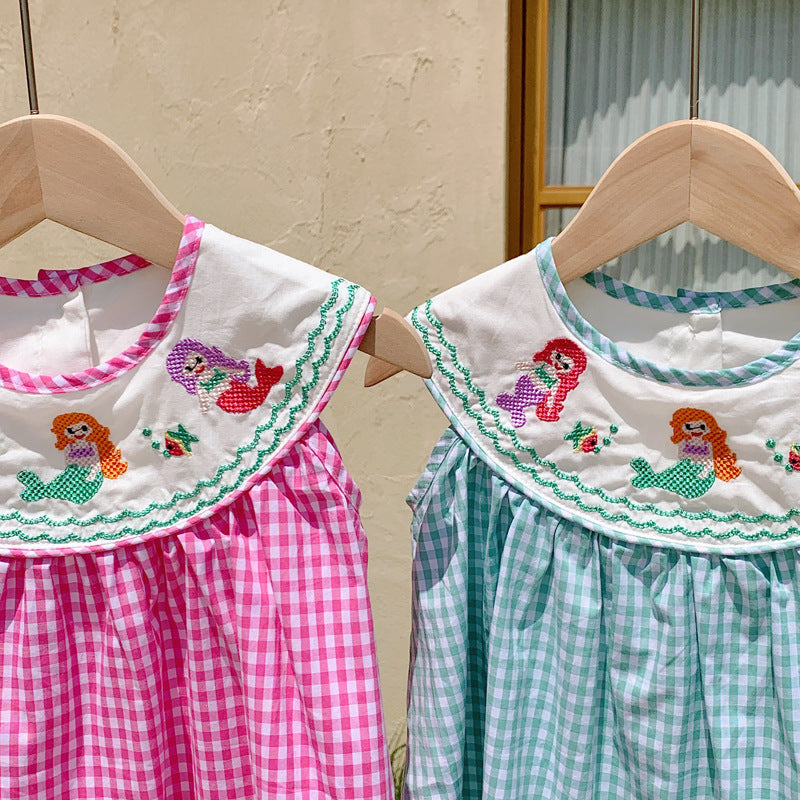 Vestido Infantil Xadrez Sereia