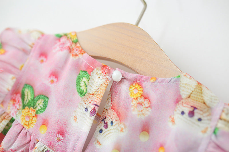 Vestido infantil Floral Lacinhos + Chapéu