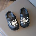 Crocks Infantil com Flor e Pérolas