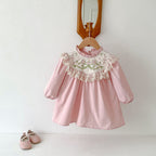 Vestido Infantil Rosa Bordadinho