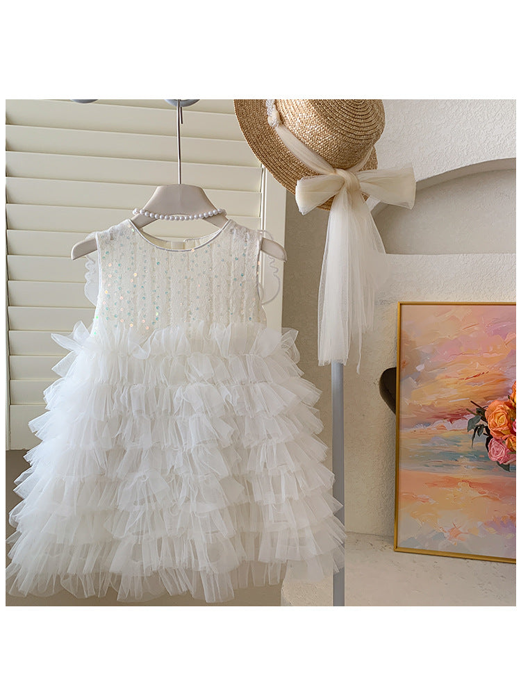 Vestido Infantil De Festa Tule Asa