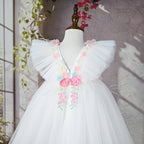 Vestido Infantil Branco Flores Encanto