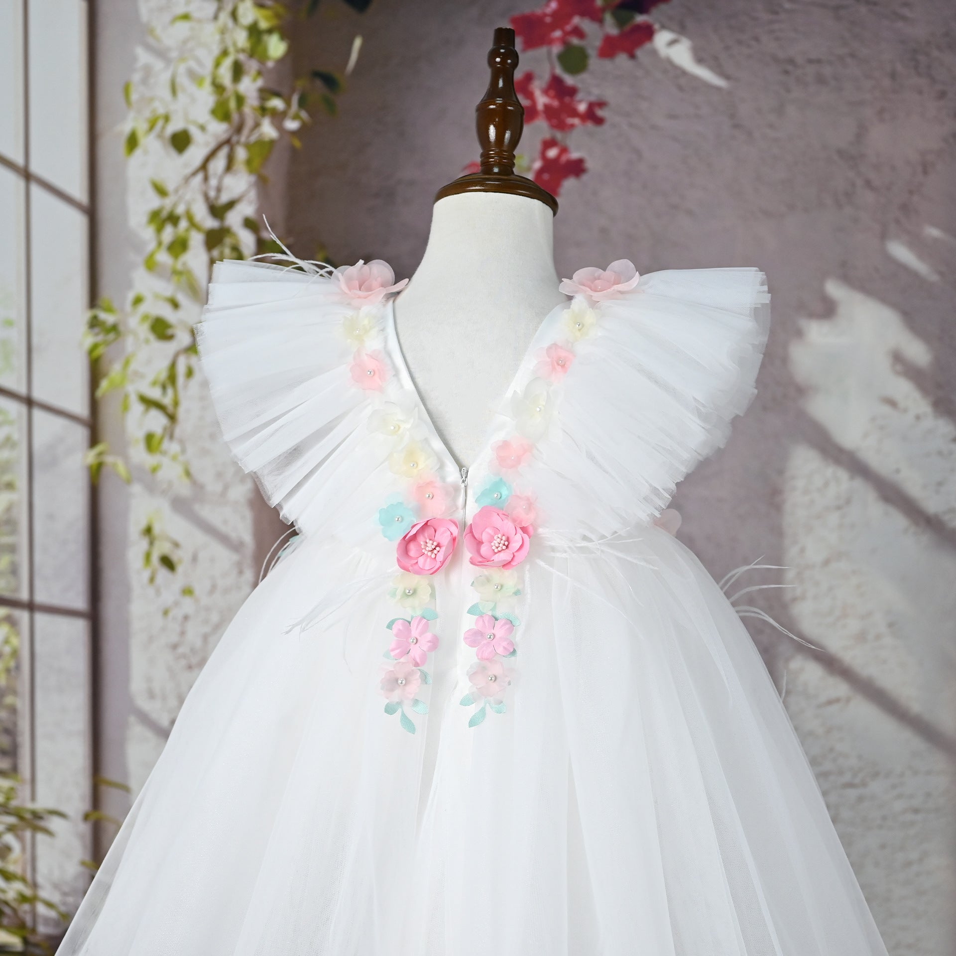 Vestido Infantil Branco Flores Encanto