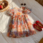 Vestido Infantil de Tule Floral