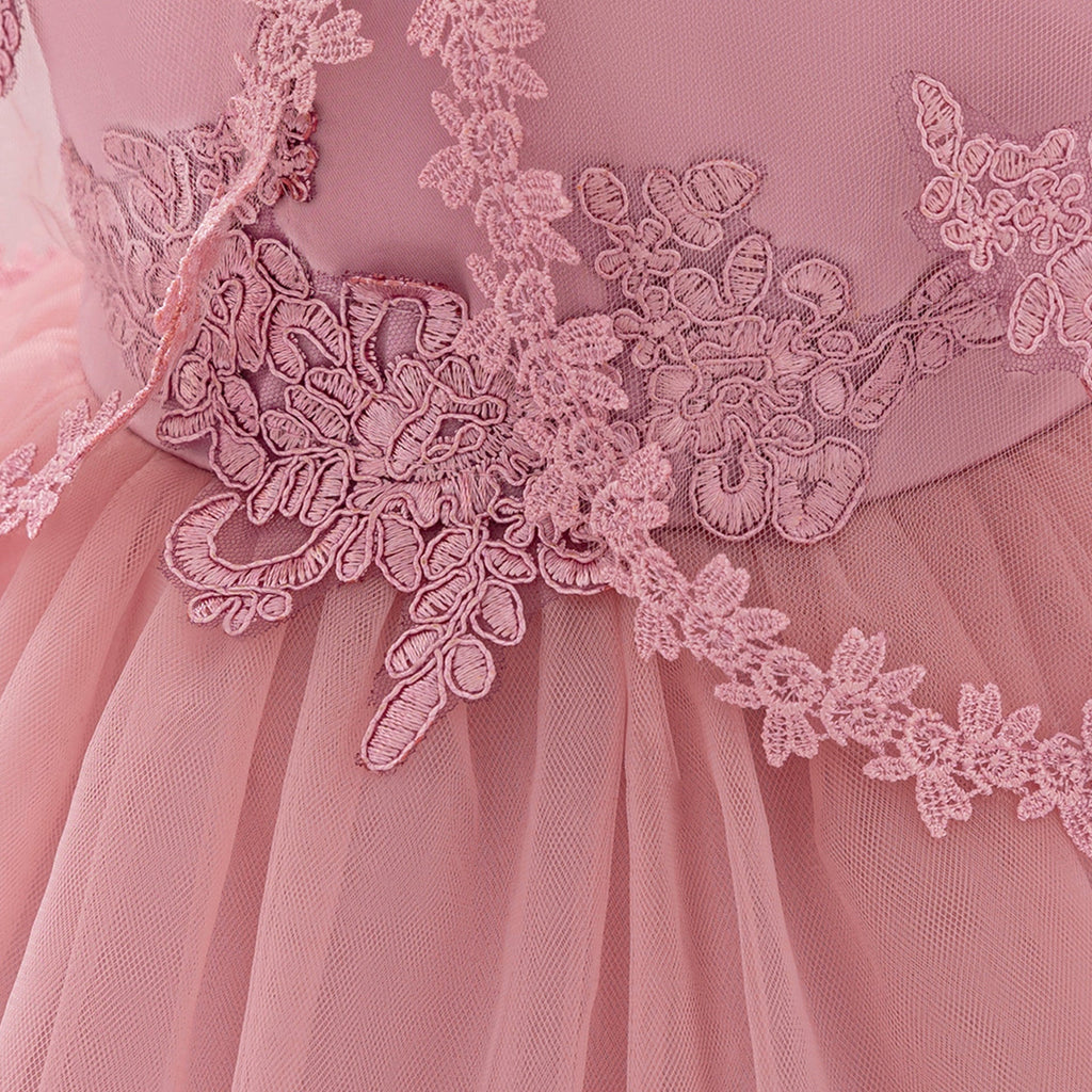 Vestido Infantil Luxo com  Bordado Flores