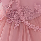 Vestido Infantil Luxo com  Bordado Flores