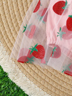 Vestido Infantil Tule Moranguinhos