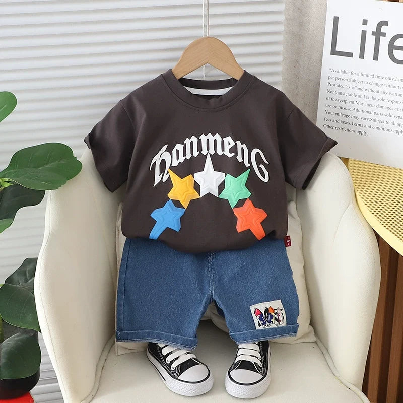 Conjunto Infantil Masculino Estrelas e Jeans
