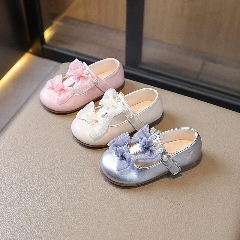 Sapato Infantil Feminino Pérolas Lacinho