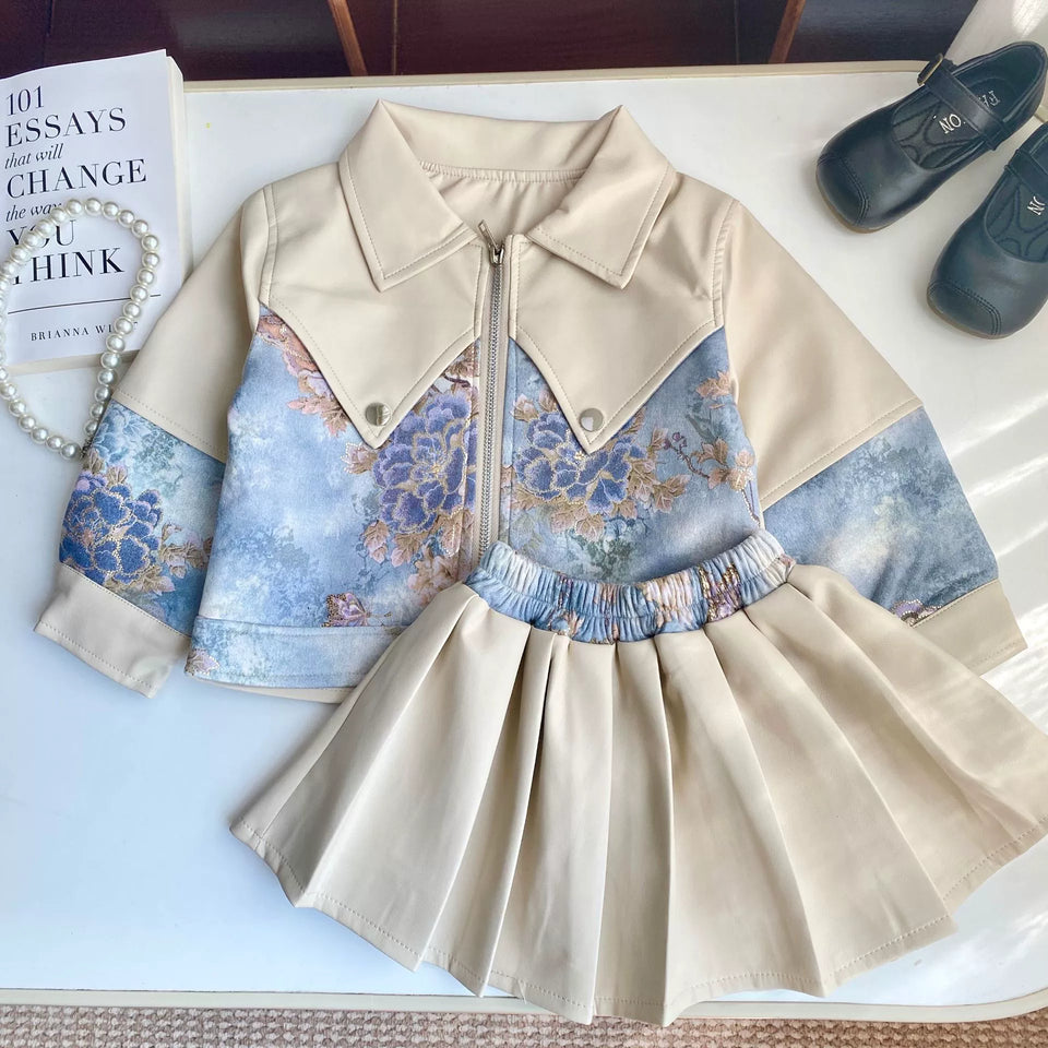 Conjunto Infantil Feminino Couro Floral
