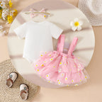 Conjunto Infantil Jardineira Margaridas/ Moranguinhos